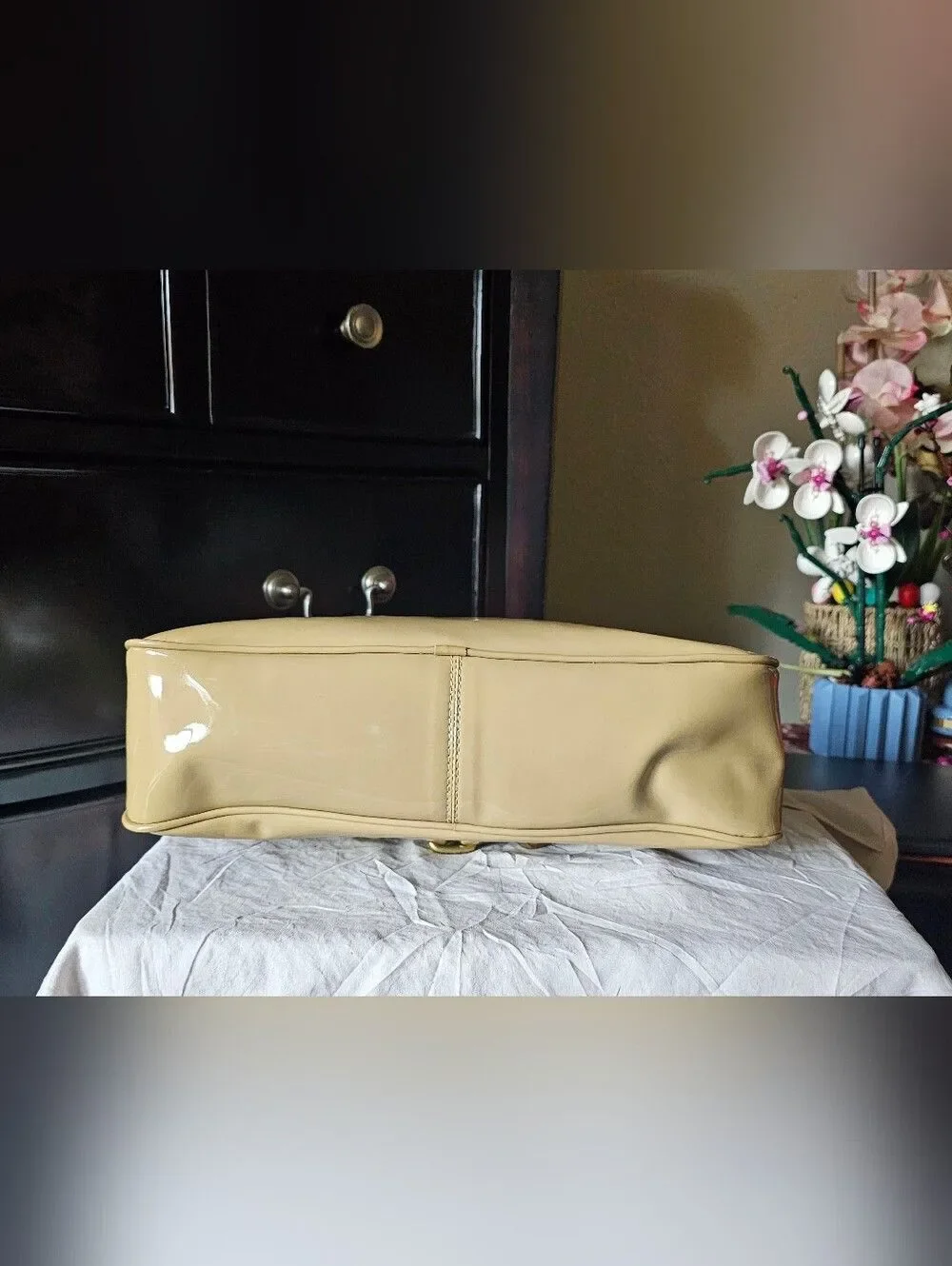 Mulberry Patent Tan Shoulder Bag with Signature Buckle